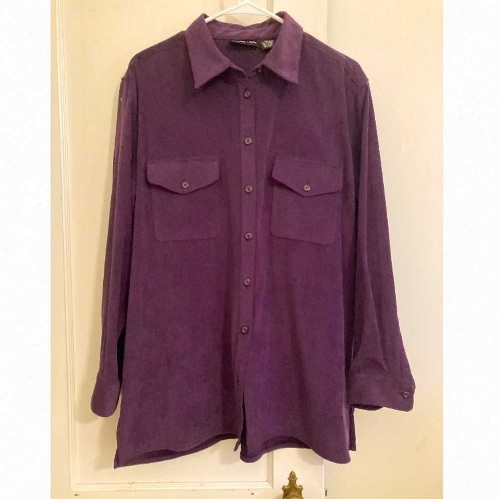 Style & co Super soft velour button down shirt